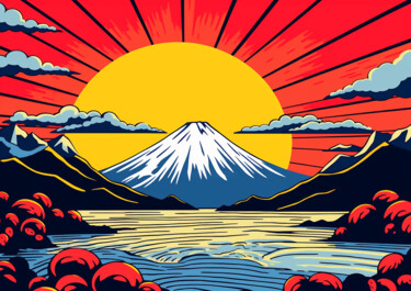Peinture intitulée "Mount Fuji" par Kosta Morr, Œuvre d'art originale, Acrylique