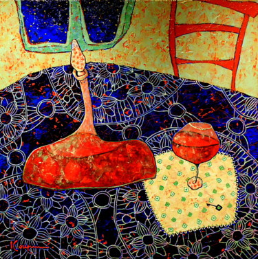 Peinture intitulée "Un soir en solitaire" par Elena  Koupaliantz, Œuvre d'art originale, Acrylique