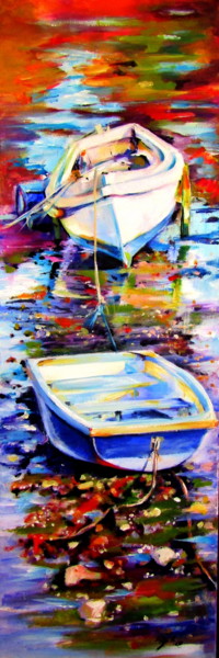 Pintura titulada "Boats on the shore" por Anna Brigitta Kovacs (KAB), Obra de arte original, Acrílico