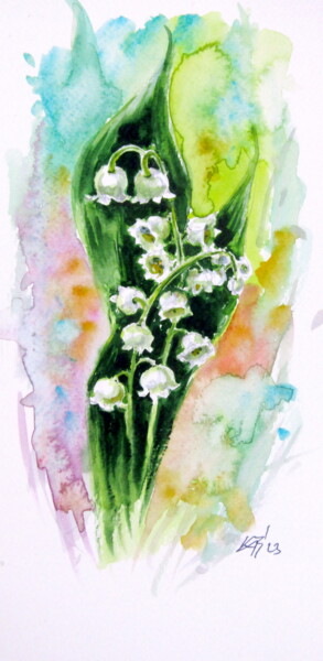 Schilderij getiteld "Lily of the valley…" door Anna Brigitta Kovacs (KAB), Origineel Kunstwerk, Aquarel