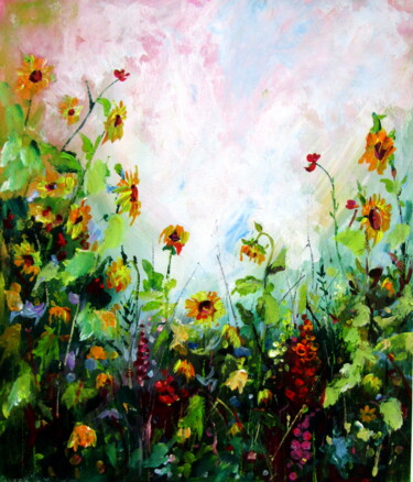 Painting titled "Little summer with…" by Anna Brigitta Kovacs (KAB), Original Artwork, Acrylic