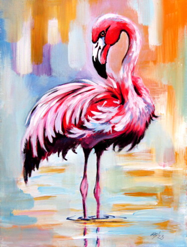 「Flamingo」というタイトルの絵画 Anna Brigitta Kovacs (KAB)によって, オリジナルのアートワーク, アクリル