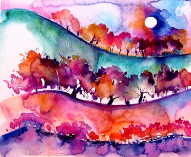 제목이 "Colorful valley II"인 미술작품 Anna Brigitta Kovacs (KAB)로, 원작, 수채화