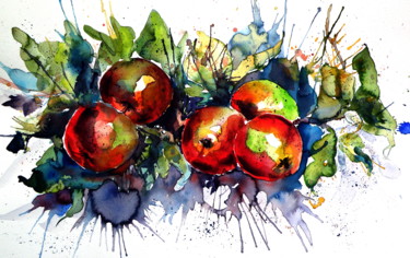 Painting titled "apples.jpg" by Anna Brigitta Kovacs (KAB), Original Artwork, Watercolor