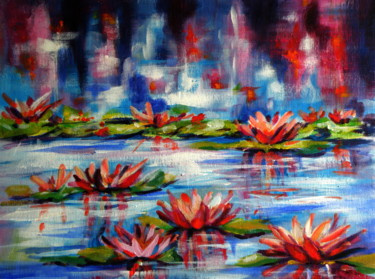 Pintura intitulada "Water lily" por Anna Brigitta Kovacs (KAB), Obras de arte originais, Acrílico