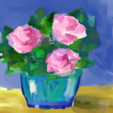 Arts numériques intitulée "Pink roses." par Kovalen, Œuvre d'art originale, Travail numérique 2D