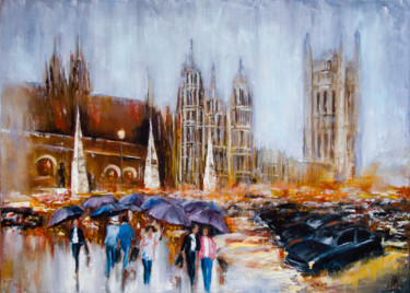 Картина под названием "London rainy day" - Ludmila Kovalenko, Подлинное произведение искусства, Масло