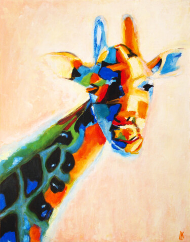 Pittura intitolato "Giraffe baby" da Ludmila Kovalenko, Opera d'arte originale, Acrilico Montato su Cartone