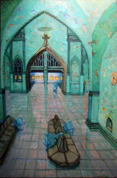 Pittura intitolato "Ночной вокзал" da Vladimir Kovalenko, Opera d'arte originale, Olio