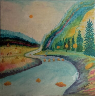 Картина под названием "Paysage autumn" - Kozar, Подлинное произведение искусства, Масло Установлен на Деревянная рама для но…