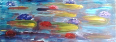 Schilderij getiteld "Waterlilies nenupha…" door Kozar, Origineel Kunstwerk, Olie Gemonteerd op Frame voor houten brancard