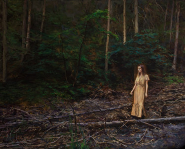 Картина под названием "In the dark forest" - Krasuckas, Подлинное произведение искусства, Масло