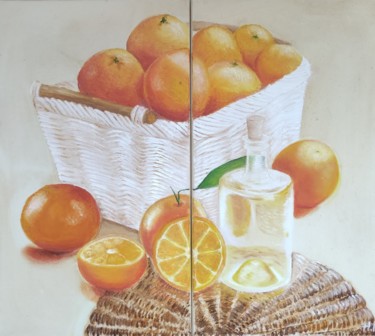Malerei mit dem Titel "Корзина с апельсина…" von Nina Fedotova, Original-Kunstwerk, Öl