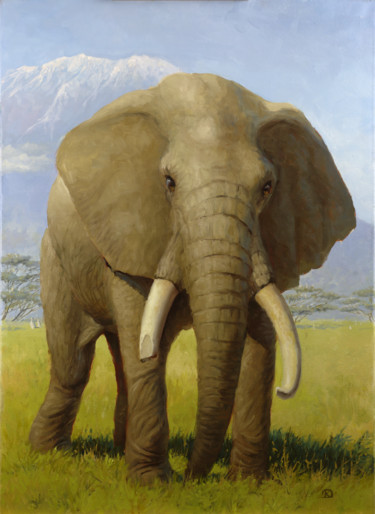 Pintura titulada "L'éléphant" por Dmitry Krebs, Obra de arte original, Oleo