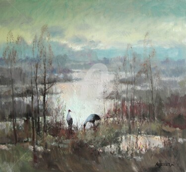 Painting titled "Morning on the Pond" by Mark Kremer, Original Artwork