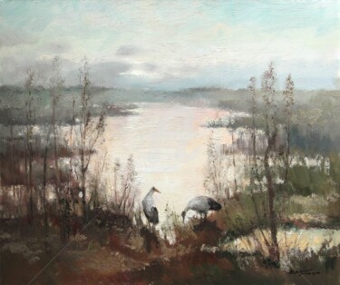 Painting titled "Morning on the Pond" by Mark Kremer, Original Artwork