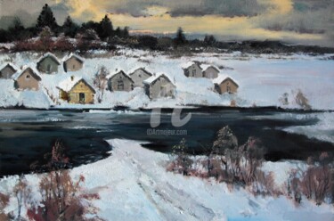 Картина под названием "On the river" - Mark Kremer, Подлинное произведение искусства, Масло