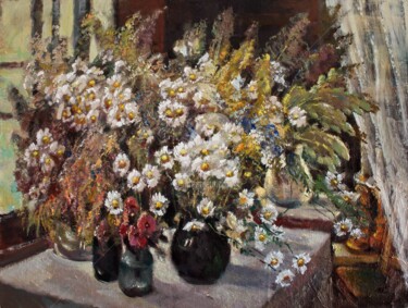 Картина под названием "Summer Bouquet at t…" - Mark Kremer, Подлинное произведение искусства, Масло