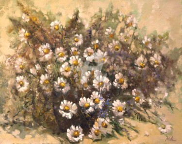 Painting titled "Camomiles and wild…" by Mark Kremer, Original Artwork, Oil