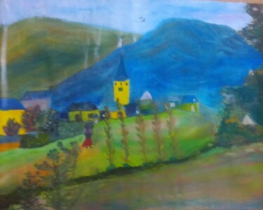 Картина под названием "Hill side scene" - Krishna Art Gallery, Подлинное произведение искусства, Масло