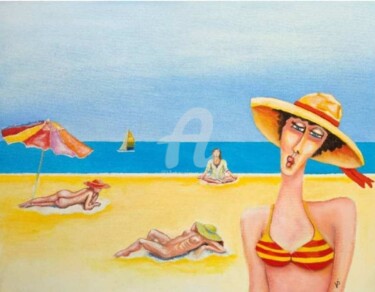 Peinture intitulée "Hot summer" par Krisline, Œuvre d'art originale, Huile