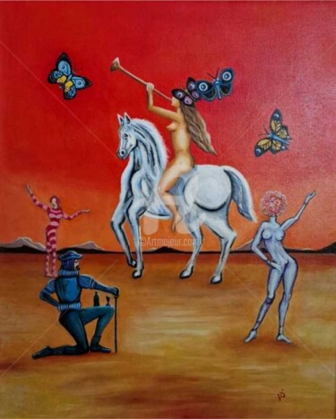 Peinture intitulée "Lady Godiva" par Krisline, Œuvre d'art originale, Huile