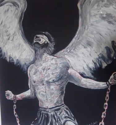 Painting titled "angel chained 2 fal…" by Kriss, Original Artwork, Acrylic