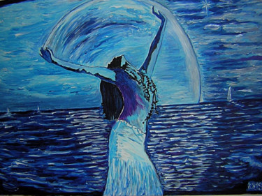 Malerei mit dem Titel "moon light" von Kriss, Original-Kunstwerk, Acryl
