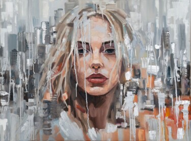 Картина под названием "Whispers of the city" - Krista Ozola, Подлинное произведение искусства, Масло Установлен на Деревянна…