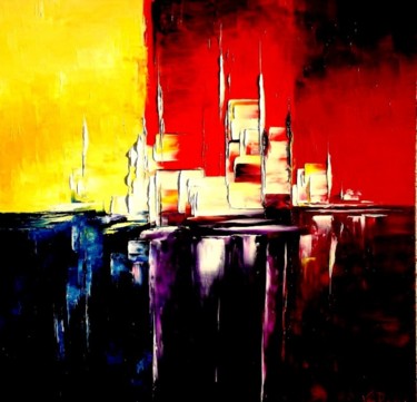 Peinture intitulée "Manhattan city" par Kristeen Van  Ryswyck, Œuvre d'art originale, Huile