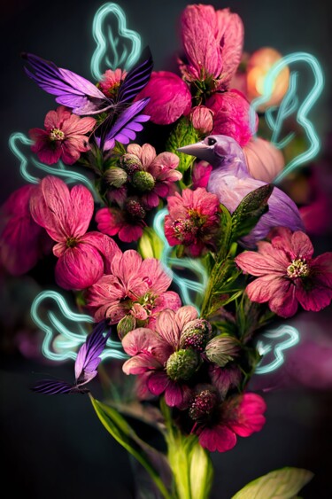 Digitale Kunst mit dem Titel "Bright dead bouquet…" von Kristi Bell, Original-Kunstwerk, Fotomontage