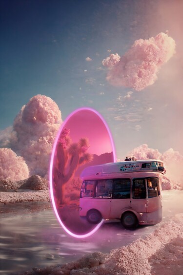 Arte digitale intitolato "A bus traveling fro…" da Kristi Bell, Opera d'arte originale, Fotomontaggio