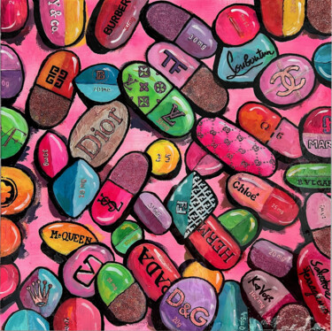 Malerei mit dem Titel "Designer Drugs" von Kristin Voss, Original-Kunstwerk, Acryl