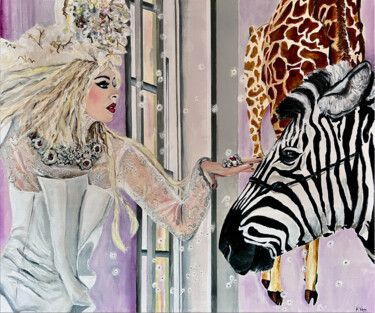 Schilderij getiteld "The White Witch" door Kristin Voss, Origineel Kunstwerk, Acryl