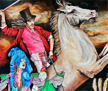 Painting titled "The Fashion Crusader" by Kristin Voss, Original Artwork, Acrylic Mounted on Wood Stretcher frame