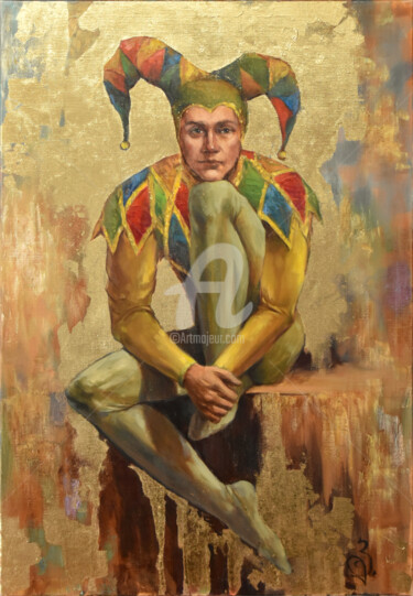 Pintura intitulada ""Arlequin"" por Kristina Guelazonia, Obras de arte originais, Óleo Montado em Armação em madeira