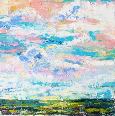 Painting titled "Sky" by Kristina Kolesnikova, Original Artwork, Oil Mounted on Wood Stretcher frame