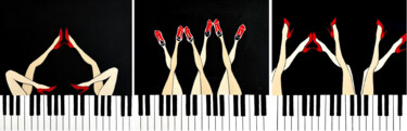 Painting titled "Divas de Jazz trilo…" by Kristina Mallen, Original Artwork, Acrylic Mounted on Wood Panel