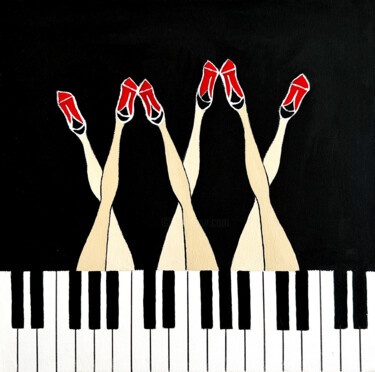 Painting titled "Divas de Jazz #3" by Kristina Mallen, Original Artwork, Acrylic Mounted on Wood Stretcher frame