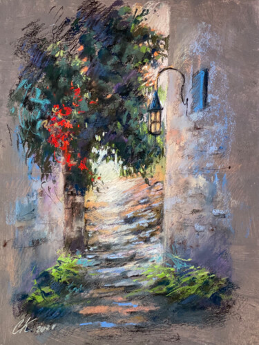 Drawing titled "Forgotten street /…" by Kristina Savinova, Original Artwork, Pastel