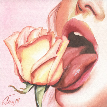 Ζωγραφική με τίτλο "Дыхание розы" από Кристина Вешкина (Klem111), Αυθεντικά έργα τέχνης, Ακουαρέλα