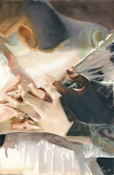 Ζωγραφική με τίτλο "Язык прикосновений" από Кристина Вешкина (Klem111), Αυθεντικά έργα τέχνης, Ακουαρέλα