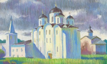 Pittura intitolato "V. Novgorod" da Kristina Korobeynikova, Opera d'arte originale, Tempera
