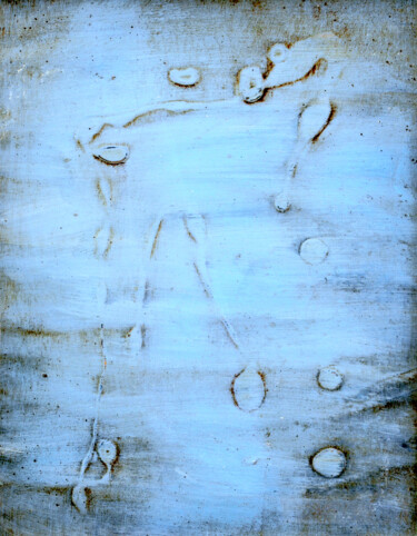 Malarstwo zatytułowany „Blue Painting #3” autorstwa Kristopher Lionel, Oryginalna praca, Olej Zamontowany na Panel drewniany