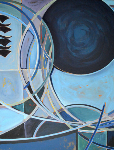 Schilderij getiteld "The Spaces In Water…" door Kristopher Lionel, Origineel Kunstwerk, Olie Gemonteerd op Houten paneel