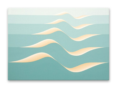 「Wellen / Wave 2.」というタイトルの絵画 Krisztina Dózsa-Farkasによって, オリジナルのアートワーク, アクリル ウッドストレッチャーフレームにマウント