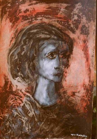 Ζωγραφική με τίτλο "La mère" από Agnan Kroichvili, Αυθεντικά έργα τέχνης, Λάδι