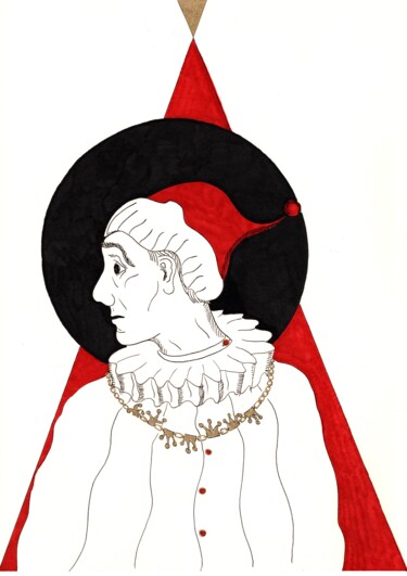 Dessin intitulée "Roi-arlequin" par Krughoff, Œuvre d'art originale, Encre