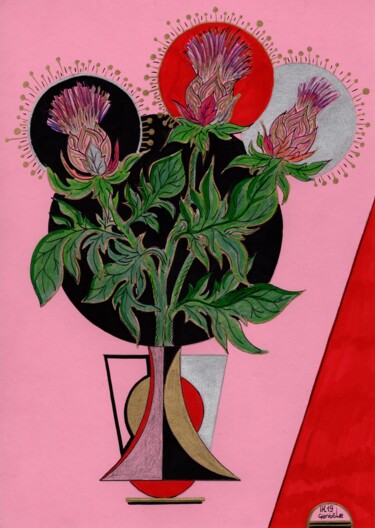 Peinture intitulée "Сouleur rose - c'es…" par Krughoff, Œuvre d'art originale, Crayon