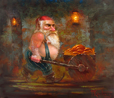 Картина под названием ""гном с тележкой"" - Dmitry Krutous, Подлинное произведение искусства